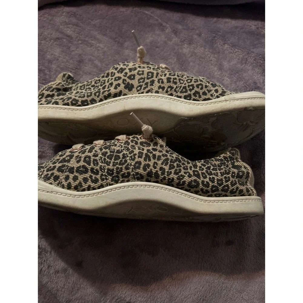 Roxy Leopard Print Canvas Sneakers Lace‎ Up Casual Shoes Comfortable